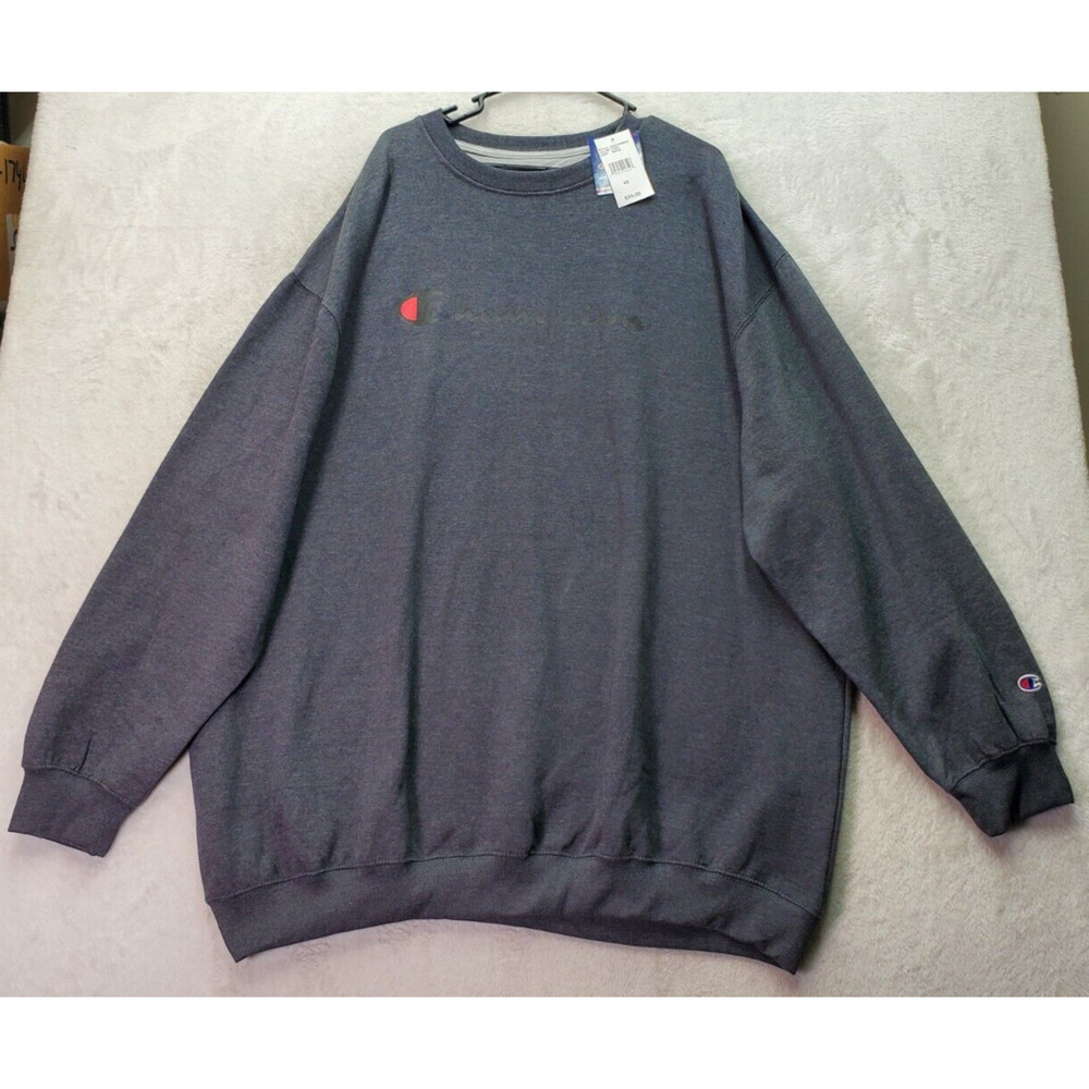 Champion Sweatshirt Men 4XL Dark Gray Cotton Athleticwear Long Sleeve Round Neck